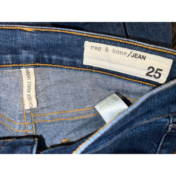RAG & BONE Jeans Women's Size 25 Blue MANSON High Rise Ankle Raw Hem Skinny Jean - Picture 7 of 7